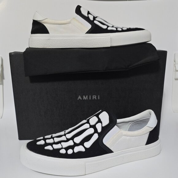 Amiri Skeleton Black White Low Slip-on Shoes Sneakers Size US